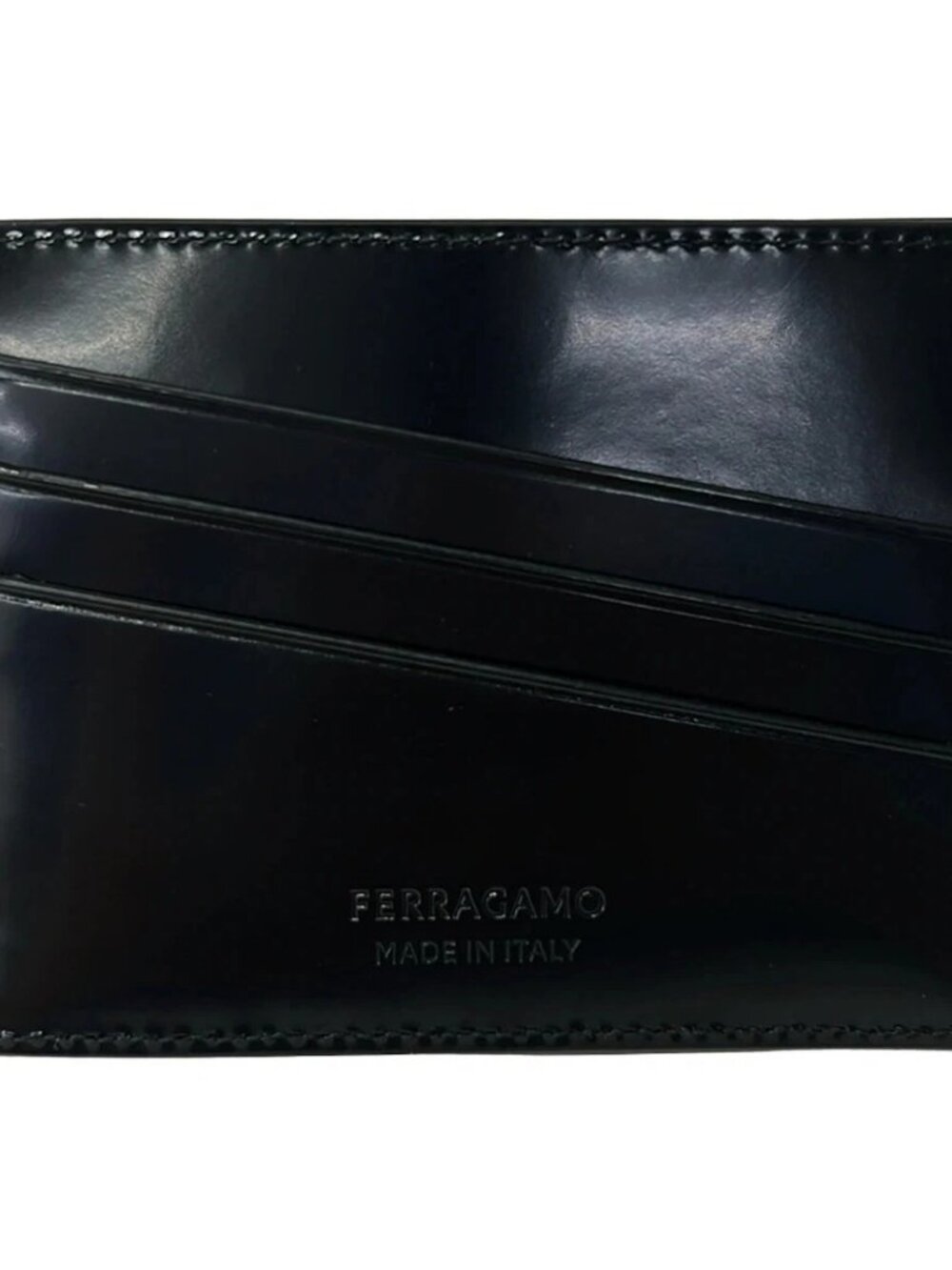 Salvatore Ferragamo Black Leather Card Case
